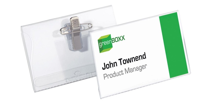 Durable badge avec clip combiné ft 54 x 90 mm