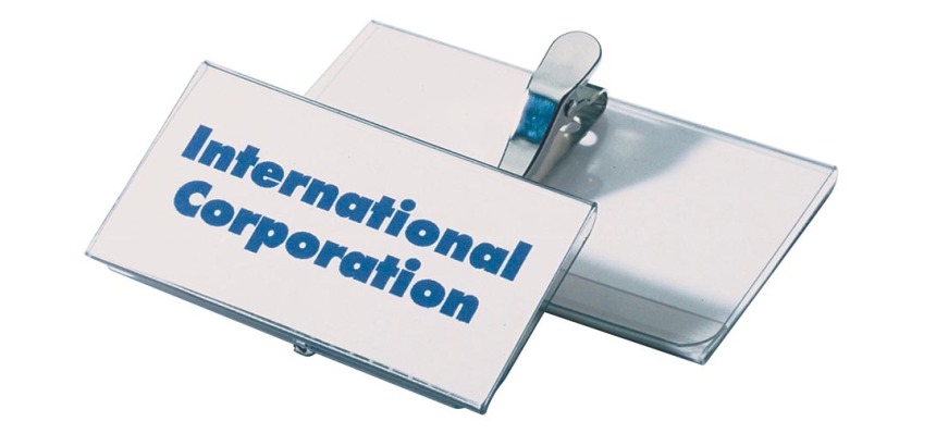 Durable name badge with crocodile clip ft 40 x 75 mm