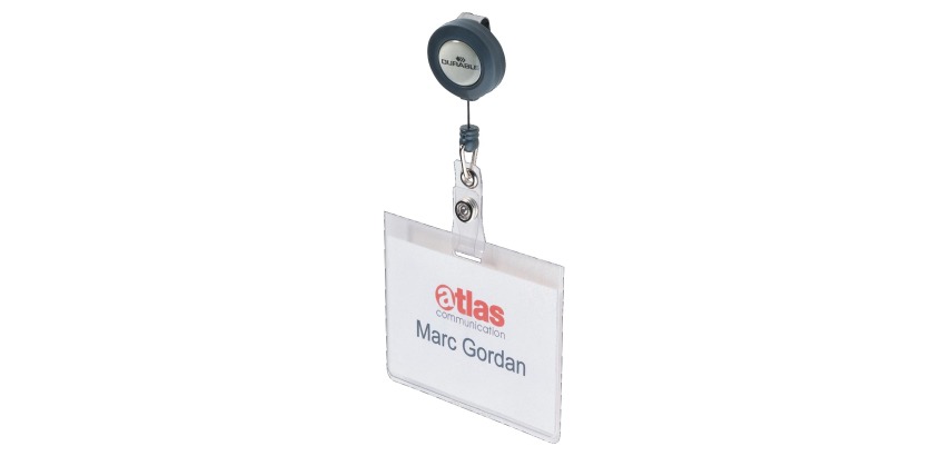 Durable badge with retractable reel, 10 pieces