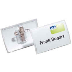 Durable badge met combiclip Click Fold, ft 40 x 75 mm, doos van 25 stuks