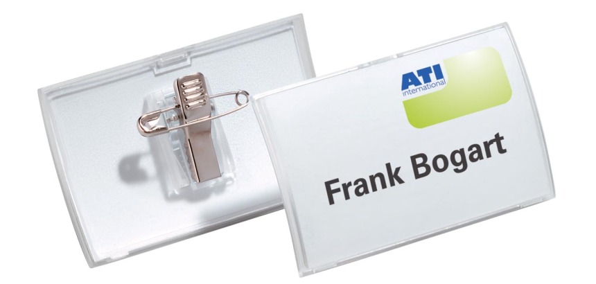 Durable badge with combiclip Click Fold, size 40 x 75 mm, box of 25 pieces