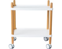 Chariot avec 2 étagères, en bois, blanc