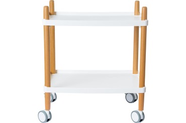 Chariot avec 2 étagères, en bois, blanc