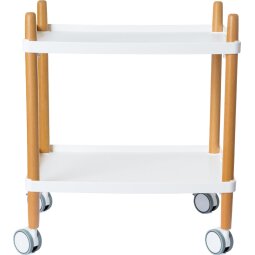 Trolley met 2 legplanken, uit hout, wit