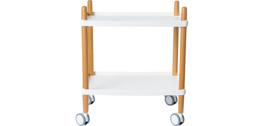 White wooden cart with 2 shelves