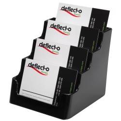 Deflecto Porte-cartes de visite 4 compartiments, noir