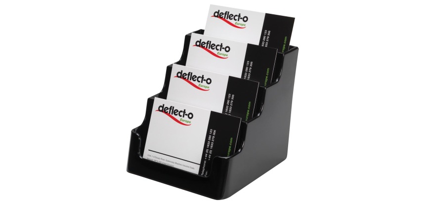 Deflecto Porte-cartes de visite 4 compartiments, noir
