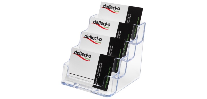 Deflecto Porte-cartes de visite 4 compartiments, transparent