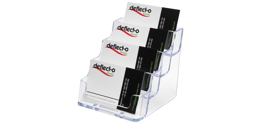 Deflecto Visitekaarthouder 4 opbergvakken, transparant