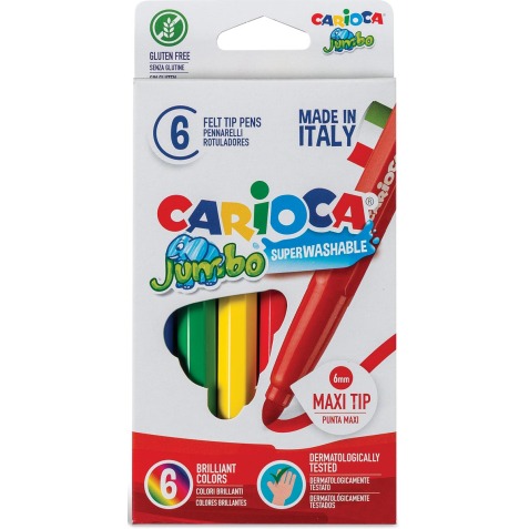 Carioca viltstift Jumbo Superwashable 6 stiften in een kartonnen etui