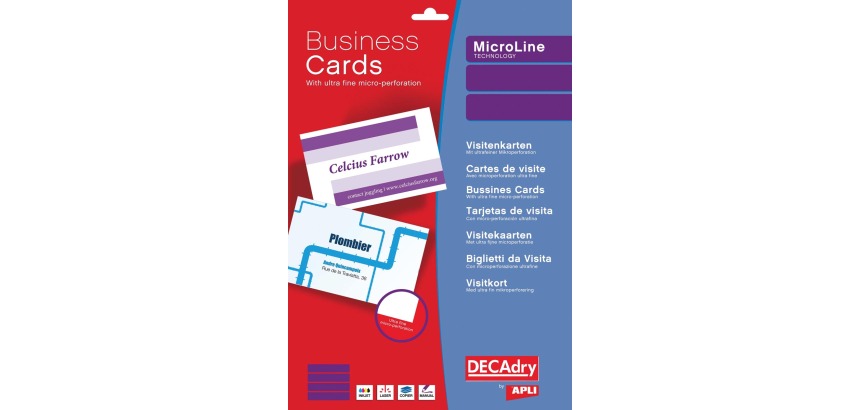 Decadry visitekaarten MicroLine ft 85 x 54 mm, 185 g/m², 500 kaartjes