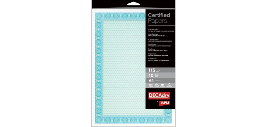 Decadry certificat ft A4, 115 g, paquet de 70 feuilles