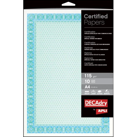 Decadry certificat ft A4, 115 g, paquet de 70 feuilles