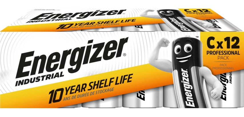 Energizer Industrial C Alkaline Battery Box of 12 Pieces