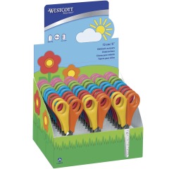 Westcott kinderschaar, ft 13 cm, rechts en links, RVS, geassorteerde kleuren, display van 30 stuks