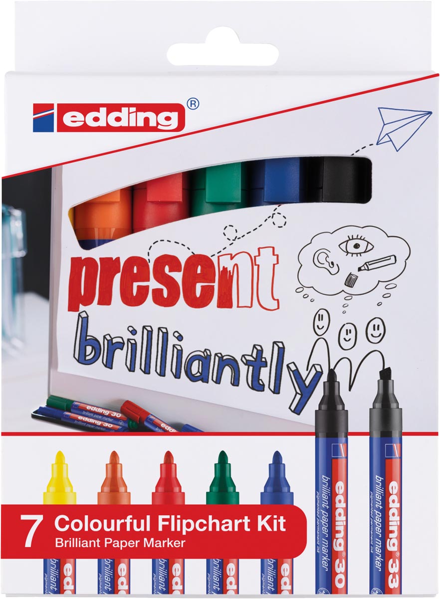 Edding Marqueur brilliant pour papier e-30 en e-33, blister de 7