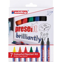 Edding Merkstift brilliant paper marker e-30 en e-33, blister met 7 stuks, assorti