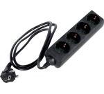 Perel contactdoos met 4 stopcontacten, zwart, voor Nederland