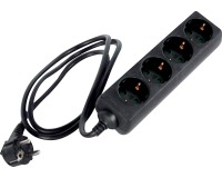 Perel socket with 4 outlets, black, for the Netherlands