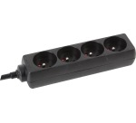 Perel contactdoos met 4 stopcontacten, zwart, voor België