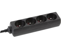Perel socket strip with 4 outlets, black, for Belgium