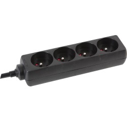 Perel douille avec 4 prises, noir, pour la Belgique