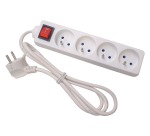 Perel contactdoos met 4 stopcontacten en schakelaar, voor België