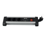 Perel office power strip with 3 outlets, 2 USB ports, and switch, black, for Belgium