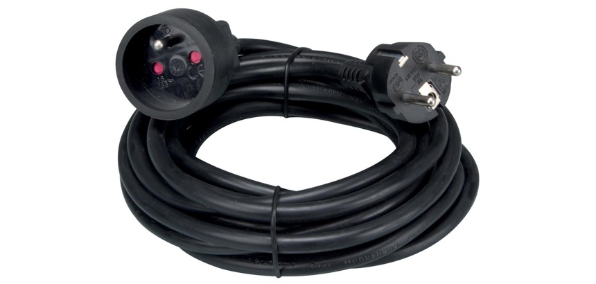 Perel verlengkabel 5 meter, zwart, voor België