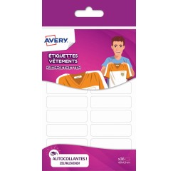 Avery Family étiquettes vêtements, ft 4,5 x 1,3 cm, blanc, sachet brochable avec 36 étiquettes