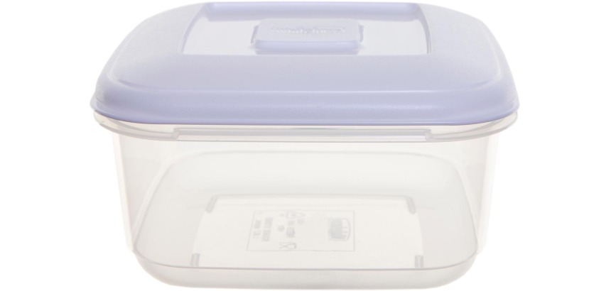 Whitefurze square storage box 1.6 liters, transparent with white lid