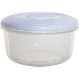 Whitefurze boîte de conservation ronde 2 litres, transparent avec couverle blanc