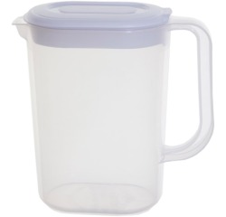 Whitefurze pichet 1,5 litre, transparent avec couverle blanc