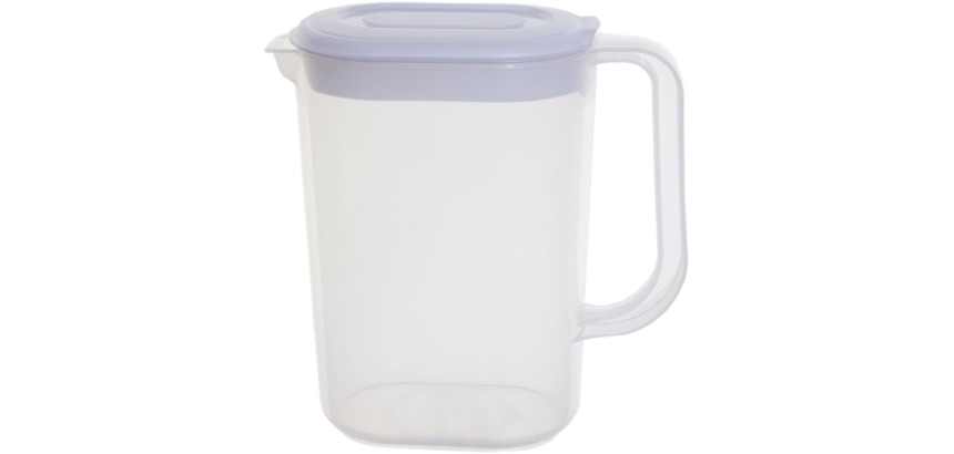 Whitefurze pichet 1,5 litre, transparent avec couverle blanc
