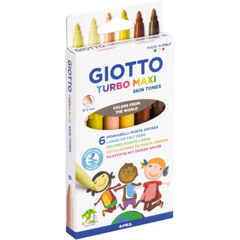 Giotto Turbo Maxi Skin Tones feutres, étui de 6 pièces