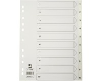 Q-CONNECT intercalaires, A4, PP, 11 trous, avec page de garde, jeu de 1-10, blanc