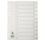 Q-CONNECT dividers, A4, PP, 11 holes, with cover page, set 1-10, white