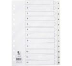 Q-CONNECT intercalaires, A4, PP, 11 trous, avec page de garde, jeu de 1-12, blanc