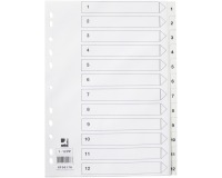 Q-CONNECT intercalaires, A4, PP, 11 trous, avec page de garde, jeu de 1-12, blanc
