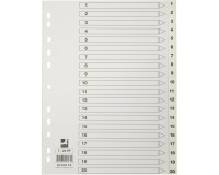 Q-CONNECT intercalaires, A4, PP, 11 trous, avec page de garde, jeu de 1-20, blanc