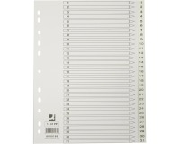 Q-CONNECT intercalaires, A4, PP, 11 trous, avec page de garde, jeu de 1-31, blanc