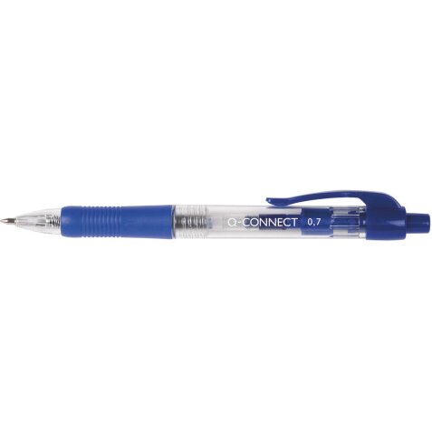 Q-CONNECT stylo bille, rétractable, 0,7 mm, pointe moyenne, bleu