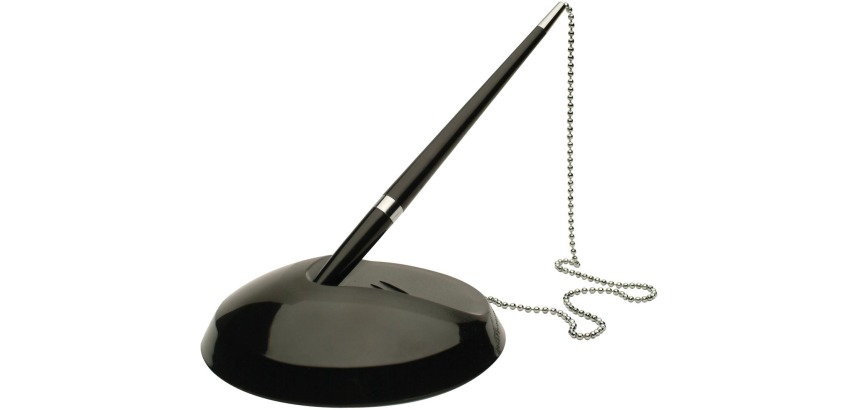 Q-CONNECT pen holder, black, with 3 blue refills