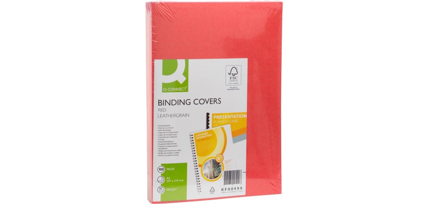 Q-CONNECT A4 cover leather grain 250 grams 100 pieces red