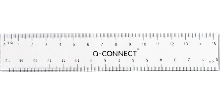 Q-CONNECT ruler, transparent polystyrene, 15 cm