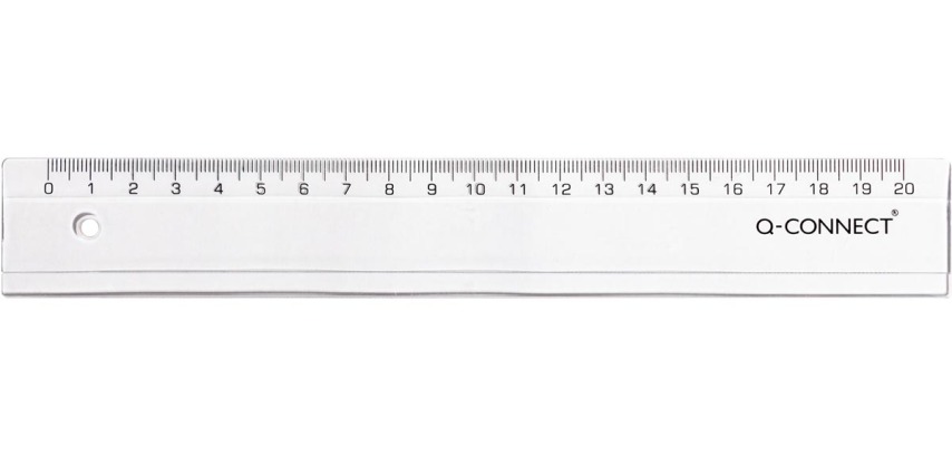 Q-CONNECT ruler, plastic, in case, 20 cm