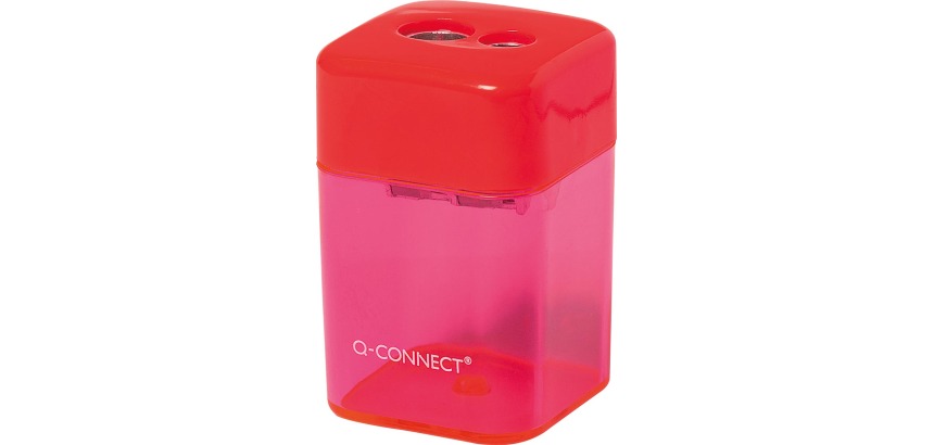 Q-CONNECT potloodslijper, 2 gaats geassorteerde kleuren