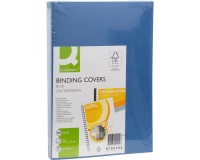 En_tapa de encuadernacion q-connect carton din a4 azul simil piel 250 gr caja de 100 unidades