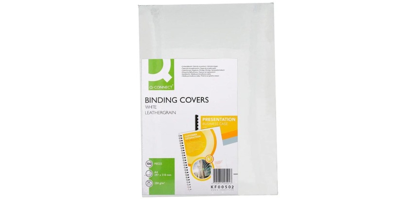 Q-CONNECT couvert A4 grain cuir 250 grammes 100 pièces blanc