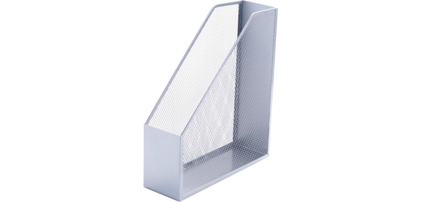 Q-CONNECT magazine rack in mesh metal, silver